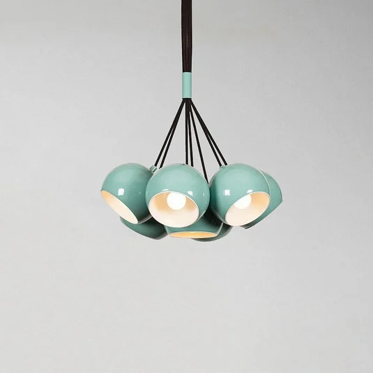 Lámpara colgante Sivani MR-629, turquesa, metal, 7 luces agrupadas