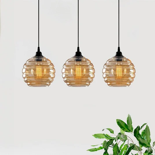 Lámpara colgante Gold 012, dorada-transparente, cristal, 3 luces lineales
