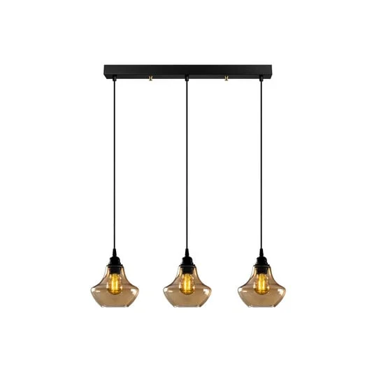 Lámpara colgante Gold 052, dorado-transparente, cristal, 3 luces, larga