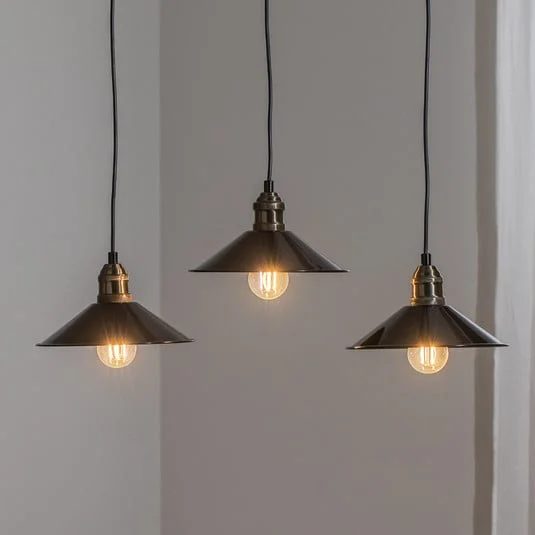 Lámpara colgante Berceste 250-S1, negro, metal, 3 luces, larga