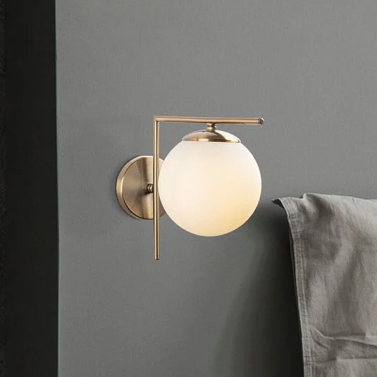 Aplique de pared 7141-Antique, color oro envejecido, cristal opalino Ø 10 cm