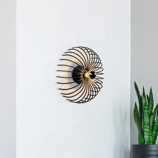 Aplique de pared Aspendos N-645, negro, metal, Ø 36 cm, E27