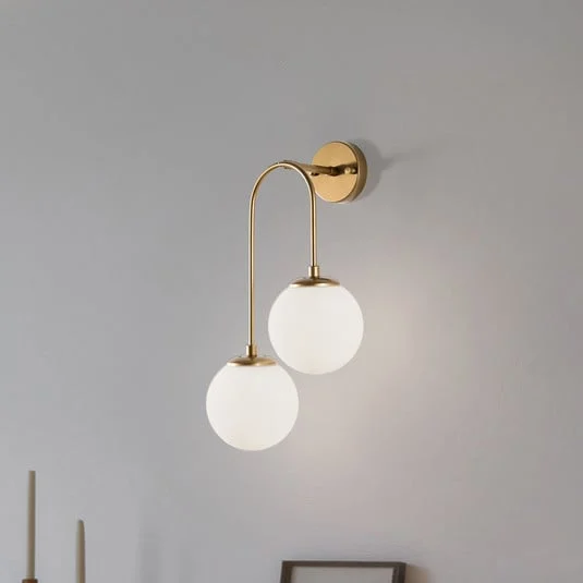 Aplique de pared Jewel 10585 dorado, cristal opalino 55 x 30 cm 2 luces.