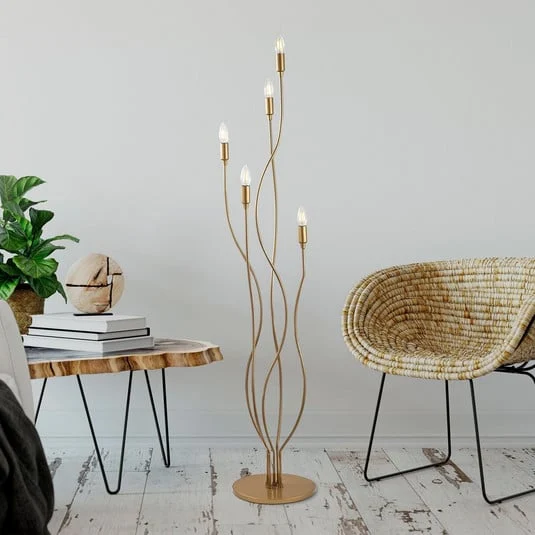 Lámpara de pie Bonibon 13237 dorada Metal Altura 160 cm 5 luces.