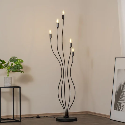 Lámpara de pie Bonibon 13231 negro metal altura 155 cm 5 luces