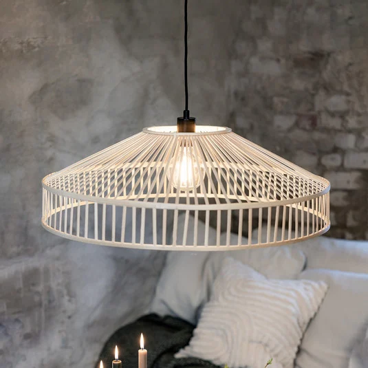 Lámpara colgante Tapa, enchufe, natural, bambú, Ø 70 cm