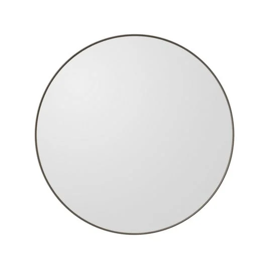 Espejo AYTM Circum, transparente/marrón grisáceo, Ø 50 cm, cristal, madera