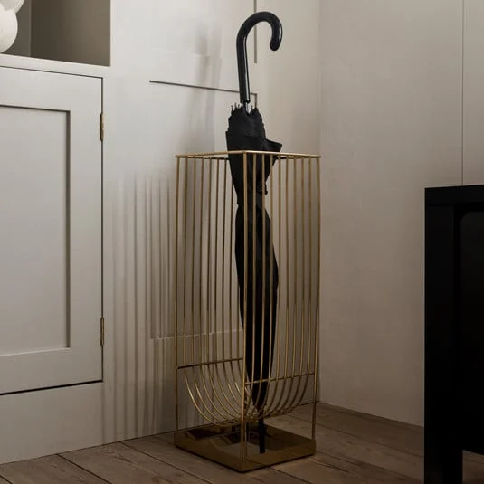 AYTM Paragüero Curva, color dorado, altura 56 cm, acero