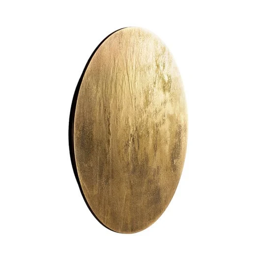 Aplique de pared LED Ring L, Ø 35 cm, madera contrachapada, color dorado