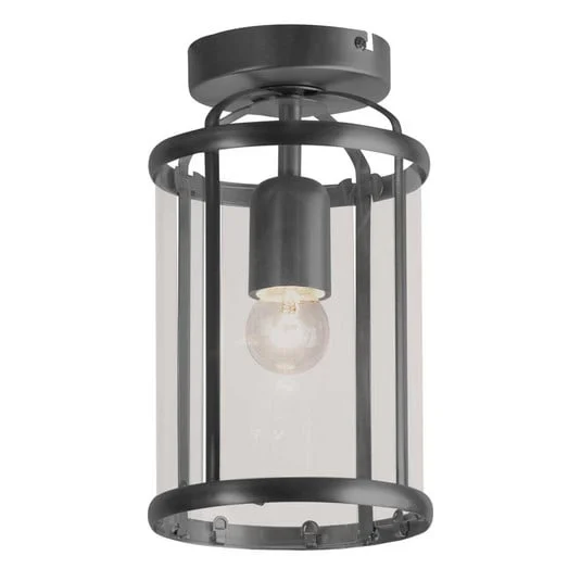Plafón Pimpinela, negro, metal, cristal