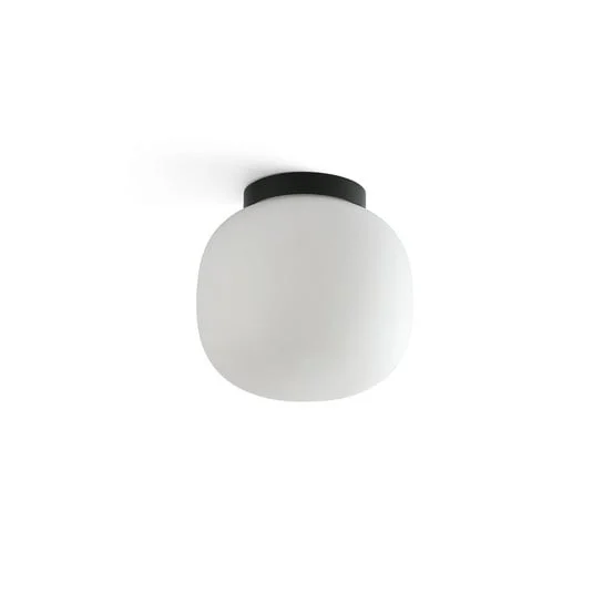 Lámpara de techo para baño Amelia, negro/ópal, cristal, Ø 21,5 cm