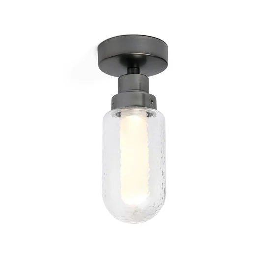 Lámpara de techo para baño Brume LED, antracita, cristal, Ø 8 cm