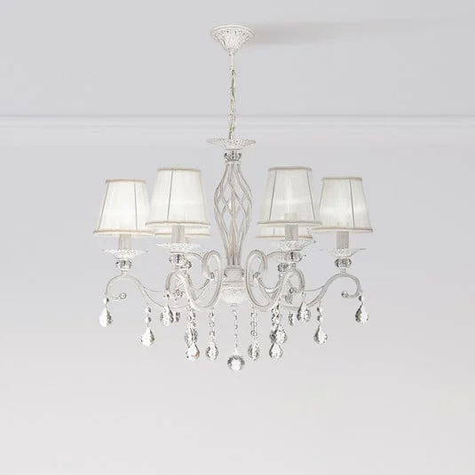 Maytoni Grace lámpara de araña, blanca, 6 luces, organza, E14