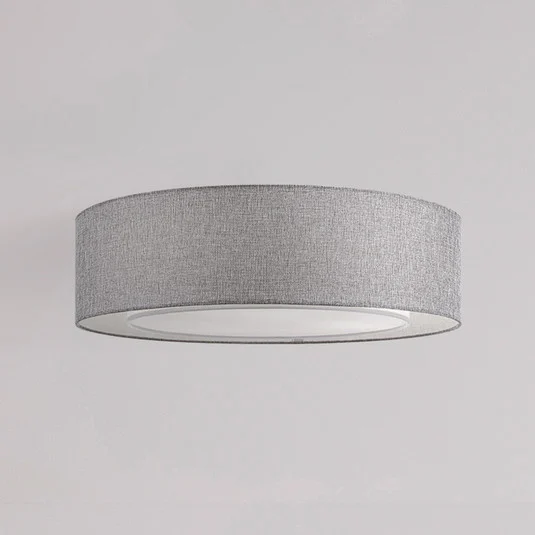 Plafón Maytoni Bergamo, gris/blanco, lino, Ø 52 cm