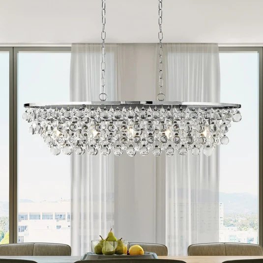 Lámpara colgante Michelle, cromo/claro, cristal, 92 cm, E27
