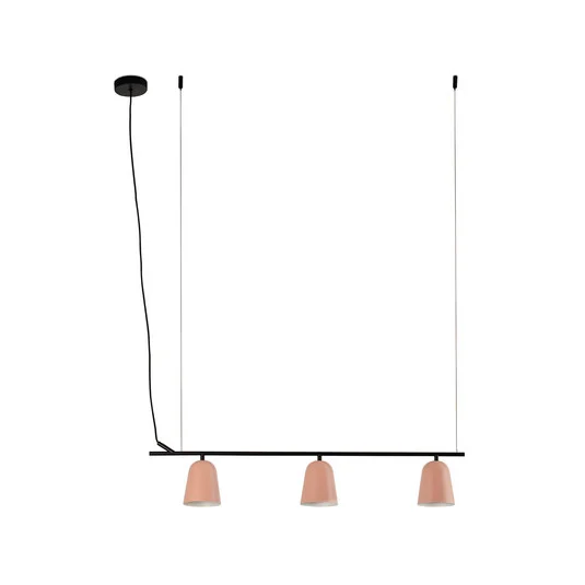 Lámpara colgante Studio, rosa, descentralizada, longitud 91 cm, 3 luces.