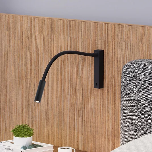 Molto Luce Arok aplique de pared LED, negro, aluminio, proyección 49 cm