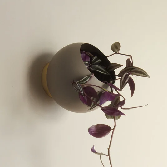 Maceta de pared Globe de AYTM, Ø 17 cm, marrón grisáceo, aluminio