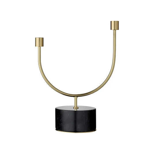 Portavelas AYTM Grasil, oro/negro, anchura 25 cm, mármol