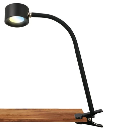 Lámpara de pinza recargable LED Tari, negra, CCT, regulador táctil, USB