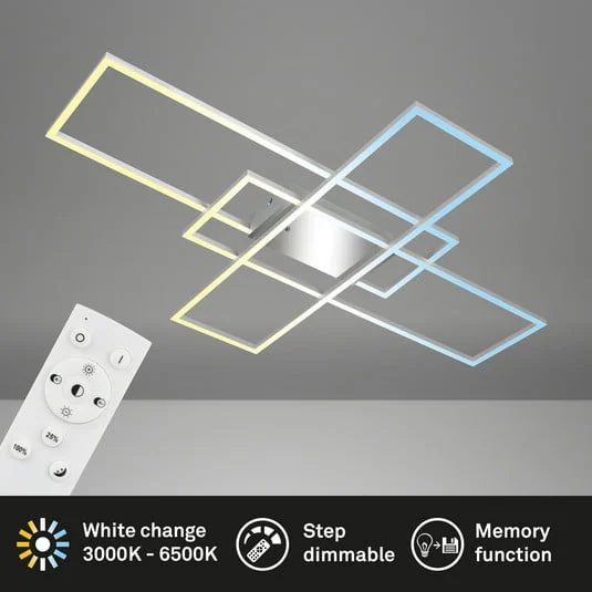 Lámpara de techo Roami LED, 104x71 cm, aluminio-cromo, CCT