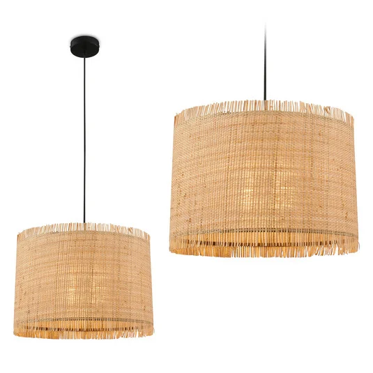 Borra lámpara colgante, 1 luz, color natural, paja, Ø 40 cm