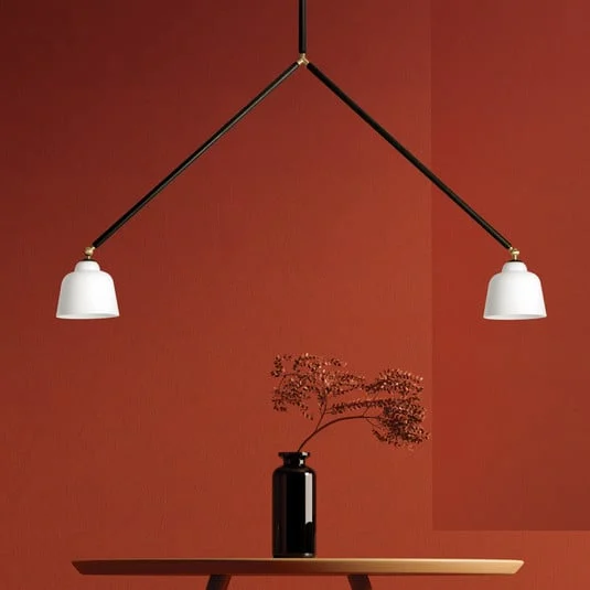 Neoretro lámpara colgante, 2 luces, negro/lechoso, juntas