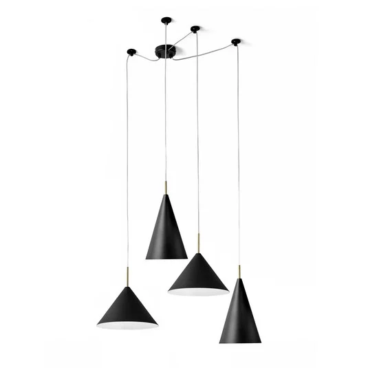 Lámpara colgante Samoi, 4 luces, metal, negro, descentralizada