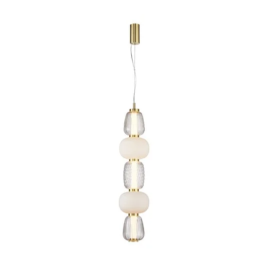 LOOM DESIGN Lámpara colgante LED Pearl 5 ámbar/oro Vidrio Altura 78 cm