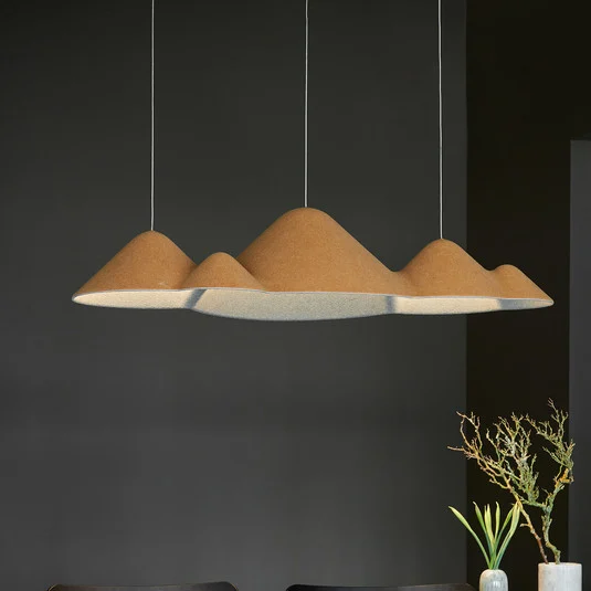 Lámpara colgante LED LOOM DESIGN Panorama, fieltro amarillo/gris, 106 cm