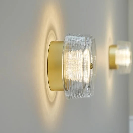 LOOM DESIGN Aplique de pared LED Glow dorada/transparente Ø 16 cm Acrílico