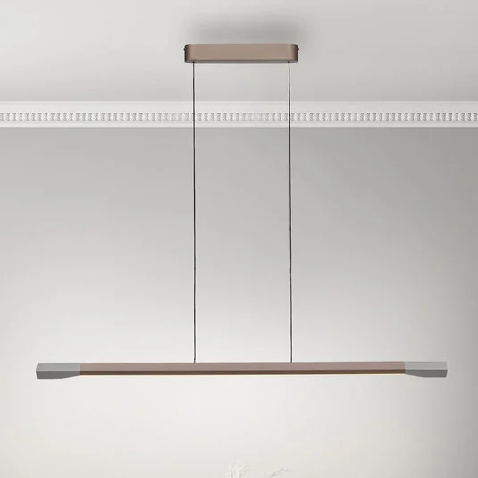 Paul Neuhaus lámpara colgante LED Hoop, marrón, 128 cm, atenuable