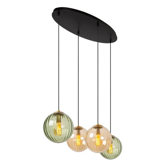Monsaraz lámpara colgante, verde/ámbar, E27, 4 luces