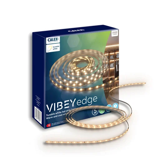 Calex tira LED Vibey, longitud 5 m, enchufe, control remoto, CCT
