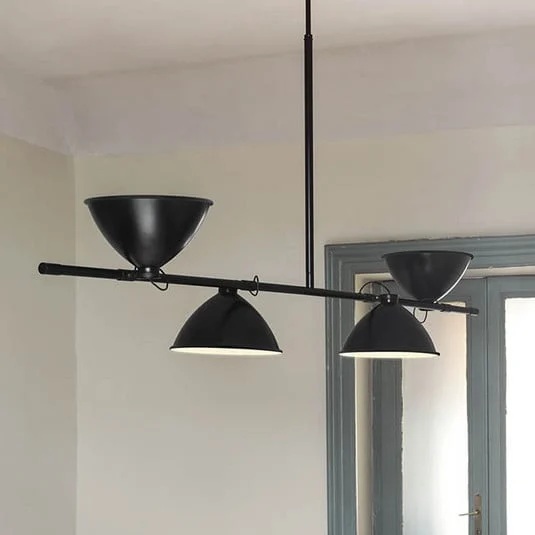 Lámpara colgante Nemo LBB01, negra, 4 luces, aluminio