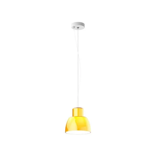 Lámpara colgante Nemo Lorosae, amarilla, Ø 20 cm, cristal, E27