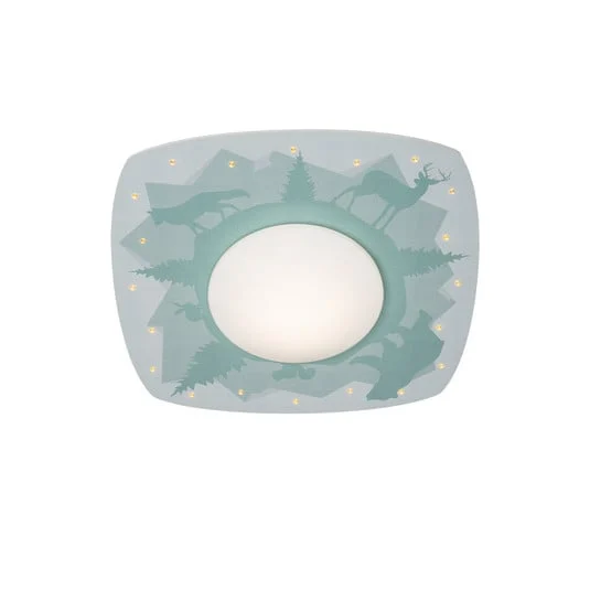Plafón LED Scandi forest, 58 cm, verde, madera MDF