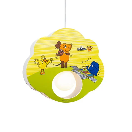 Lámpara colgante Mouse, amarilla, madera, E27, 1 luz