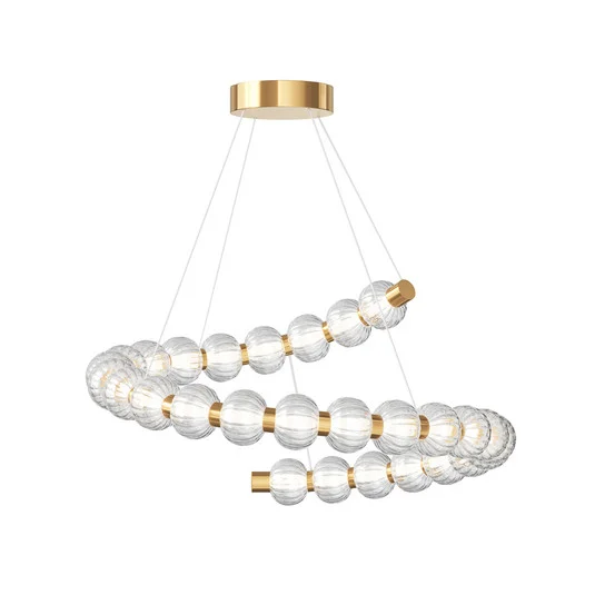 Maytoni lámpara colgante LED Amuleto, Ø 80 cm, transparente / dorado,