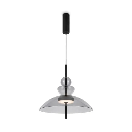 Maytoni lámpara colgante LED Bangkok, Ø 40 cm, gris claro, cristal
