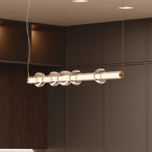 Maytoni Cosmo lámpara colgante LED, latón, longitud 98 cm, cristal