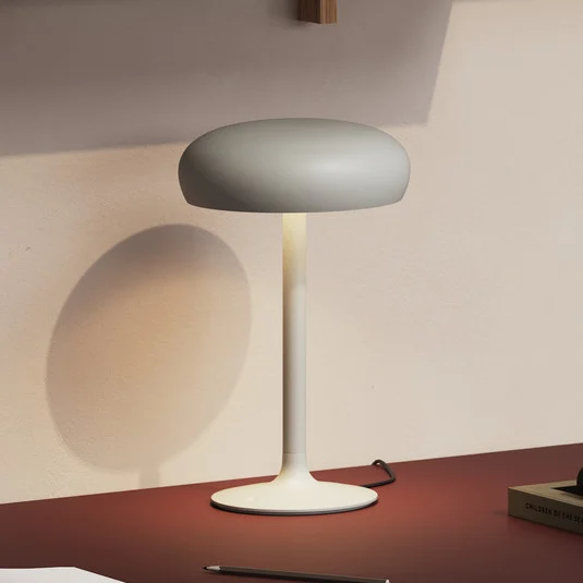 PLEASE WAIT to be SEATED Lámpara de mesa LED Emendo, gris, atenuable