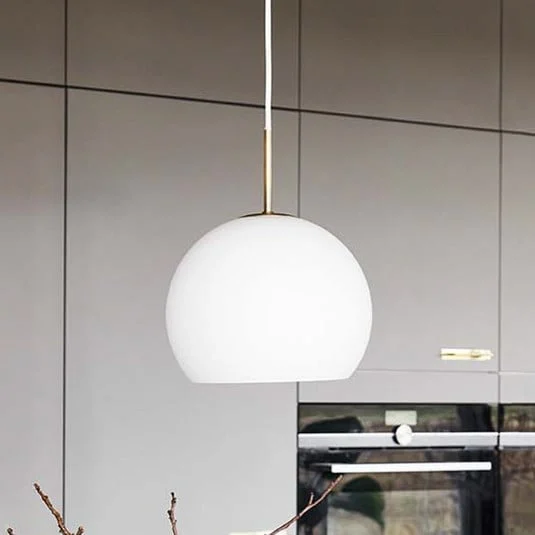 FRANDSEN Lámpara colgante bola, blanco opal, Ø 25 cm, cristal