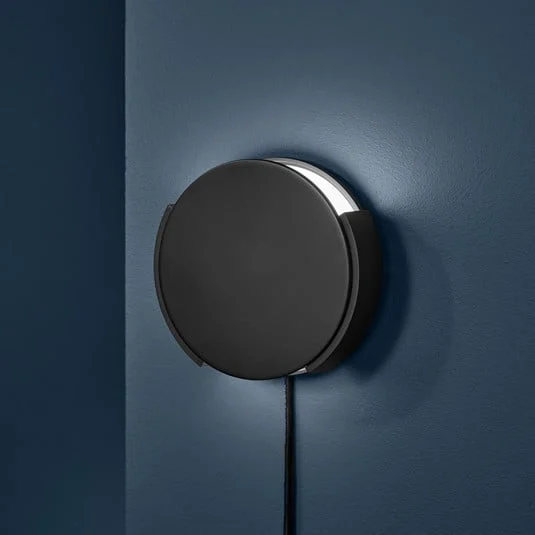FRANDSEN Aplique de pared Rotate, negro, Ø 15 cm, metal