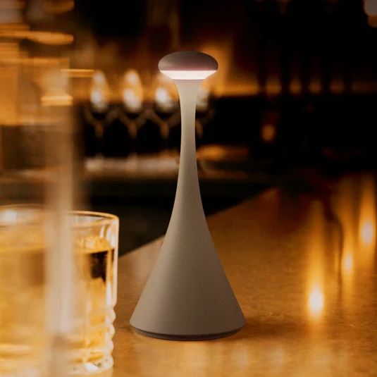 Lámpara de mesa LED recargable Nudrop mini, gris grafito, IP54, atenuable