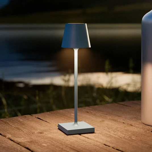 Lámpara LED de mesa con batería Nuindie pocket, azul, IP54, atenuable