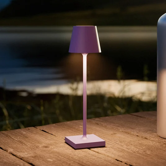 Lámpara LED de mesa con batería recargable Nuindie pocket, lila, IP54, atenuable