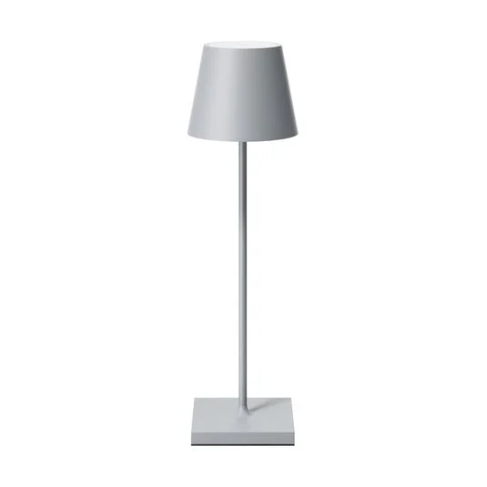 Lámpara de mesa LED recargable Nuindie, USB-C, gris, IP54, atenuable