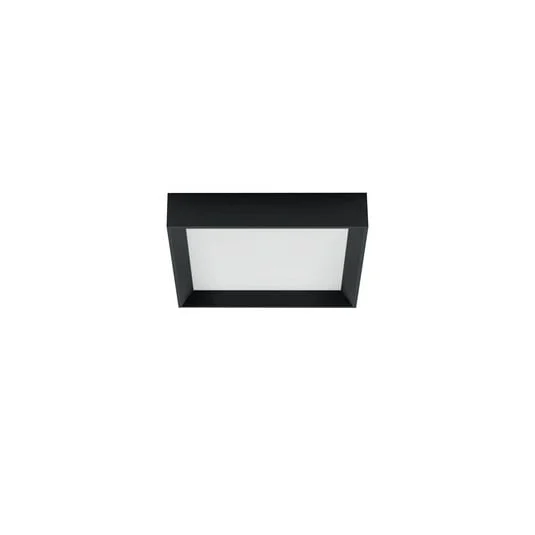 Plafón LED Tara Q, 30 x 30 cm, negro, 3.000 K, aluminio