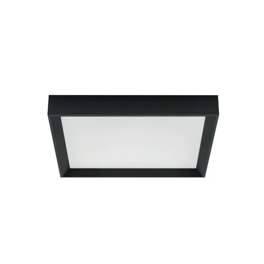 Plafón LED Tara Q, 50 x 50 cm, negro, 3.000 K, aluminio